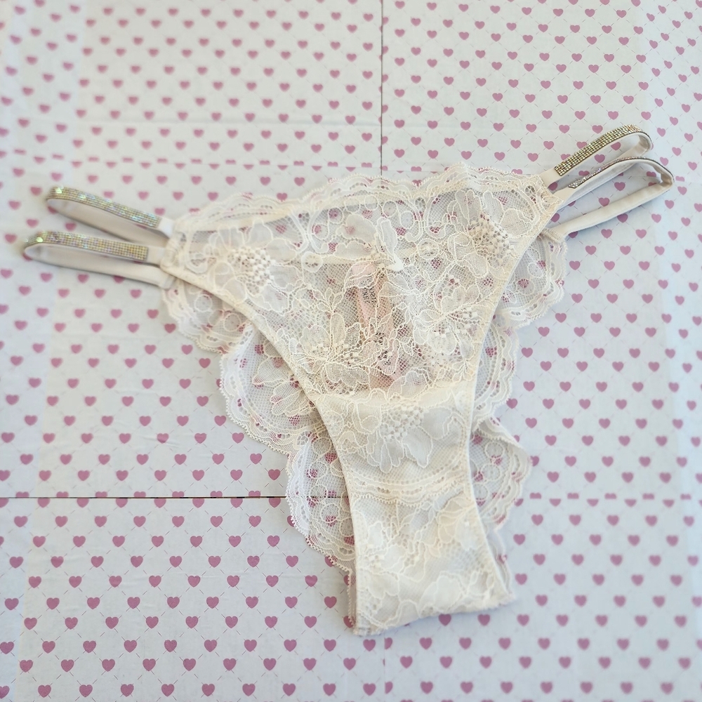 Victoria Secret Shine Chain Strap Lace Brazilian Panty